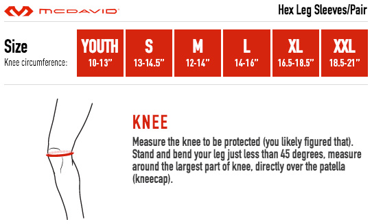 McDavid HEX Leg Sleeves Sizing Guide (Black)
